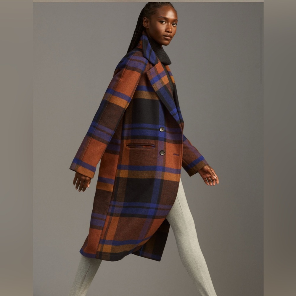 AVEC LES FILLES plaid top coat size small